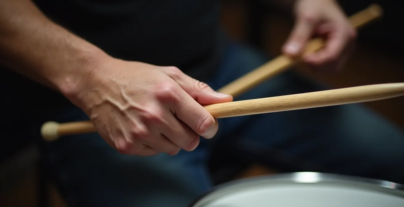 Démonstration du point d'équilibre optimal d'une baguette de batterie